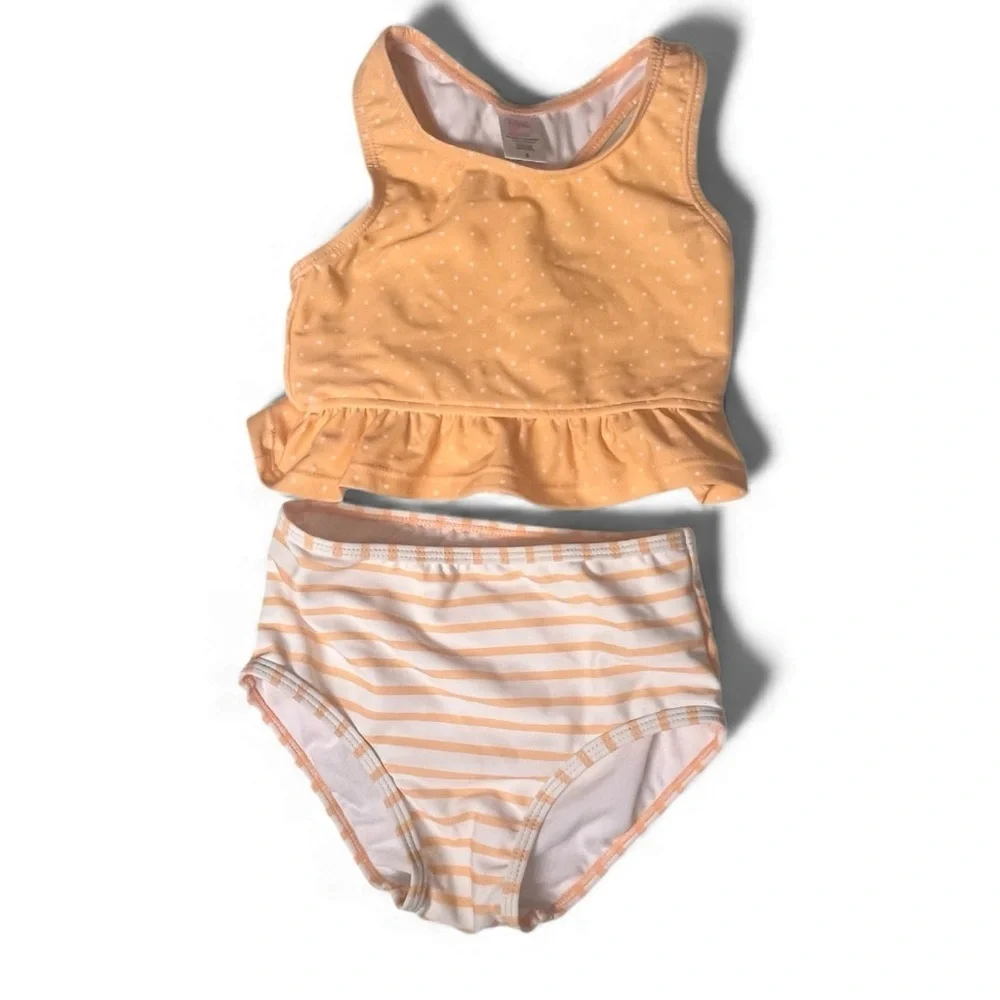 Ruffle Butts Melon Polka Dot Tankini Size 5
